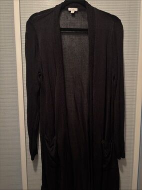 J. Jill Black Long Knit Cardigan